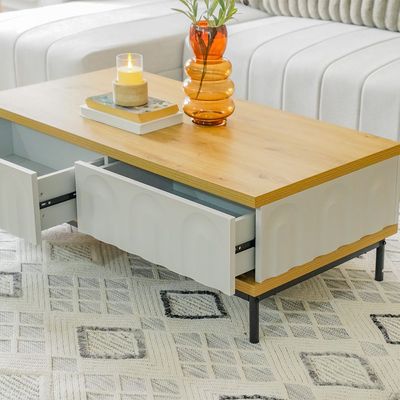 Delmar Centre Table W/ 2 Drawers - Natural / Grey