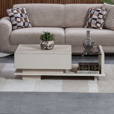 Vesta Coffee Table with Drawer - Beige