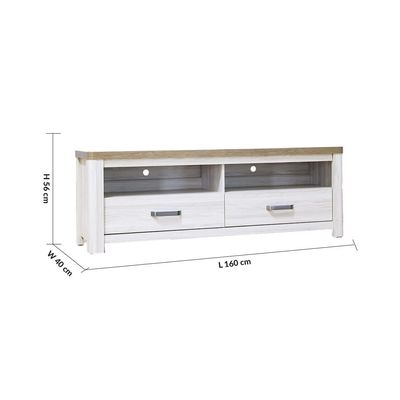 Olivos Low TV Unit for TVs up to 75 Inches with Storage - Ash Grey/Oak - With 2-Year Warranty