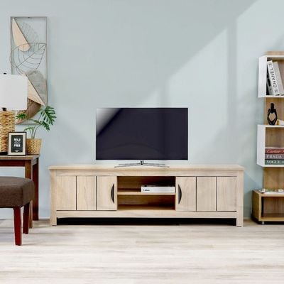 Anton 2 Door + 2 Compartments TV Cabinet Upto 55 Inch - Sonoma Oak