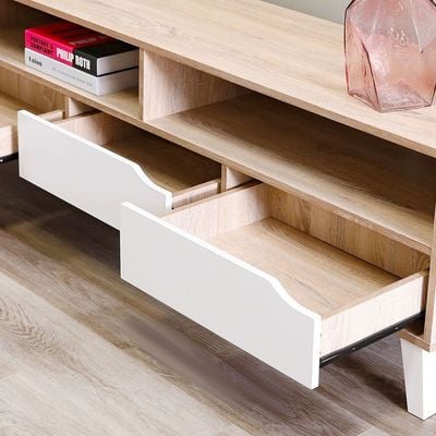 Fabian 3 Drawers TV Unit Up to 55 Inch - Sonoma Oak/White- 2 Years Warranty