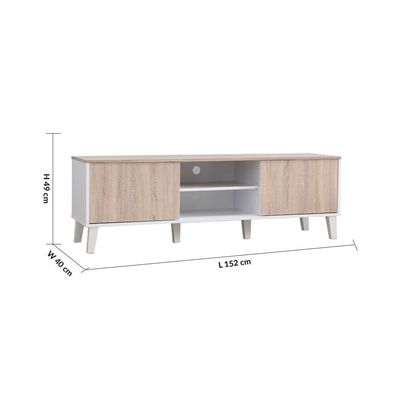 Juno 2 Doors TV Cabinet Up to 55 Inch- White/Sonoma Oak - 2 Years Warranty