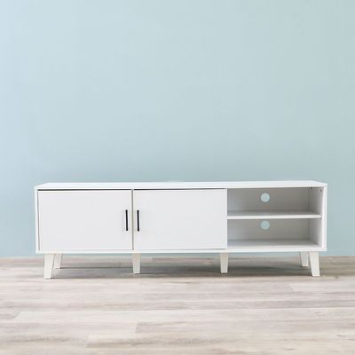 Arlo 2 Doors TV Cabinet Up to 55 Inch - White- 2 Years Warranty