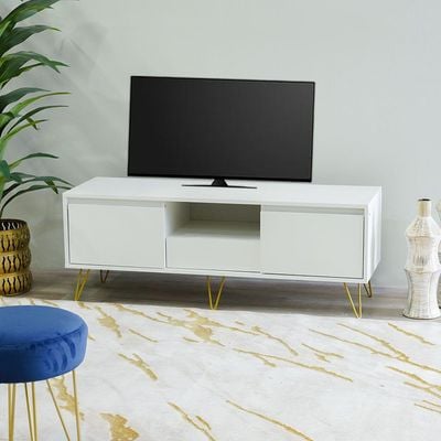 Vesta TV Unit - Up to 50 Inches – White - With Storage 