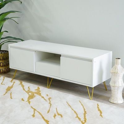 Vesta TV Unit - Up to 50 Inches – White - With Storage 