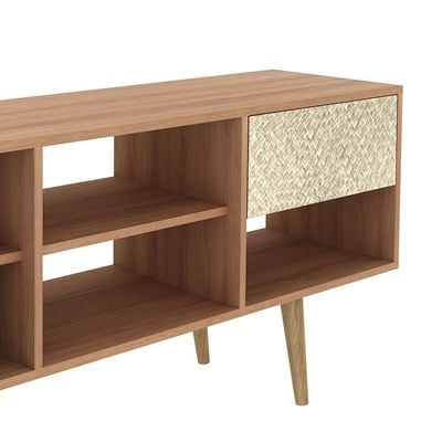 Laredo TV Rack - Up to 55 Inches with Drawer - Almond/Rattan