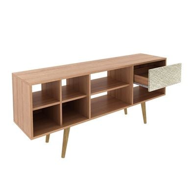 Laredo TV Rack - Up to 55 Inches with Drawer - Almond/Rattan