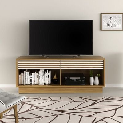 Dino TV Rack with 2 Drawer for TVs upto 65 Inches - Natural/Off White