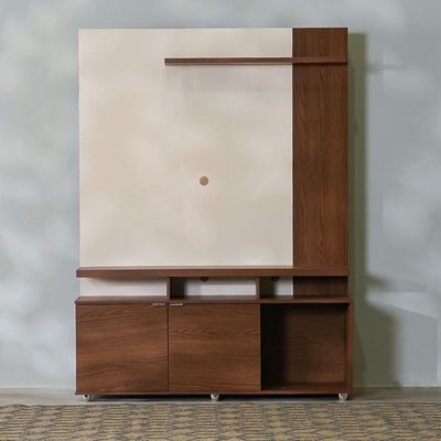 Lugo Home Theater for TVs up to 55 Inches - Walnut/Off White - With 2-Year Warranty