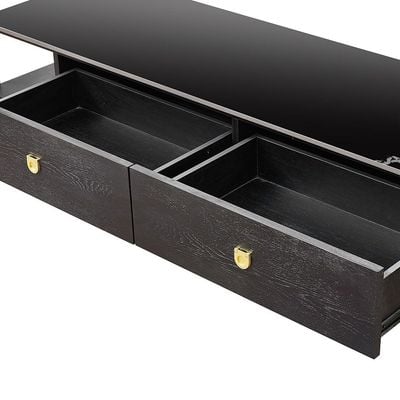 Kenn Sintered Stone TV Unit - For TVs Up to 70 Inches - Black/Gold - With 2-Year Warranty