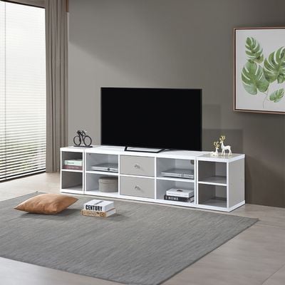 Prime TV Unit – For TVs up to 65 Inches - White/Grey