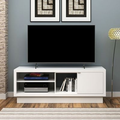 Belinda TV Unit with 1 Door - Up to 55 Inches - White - With 2-Year Warranty