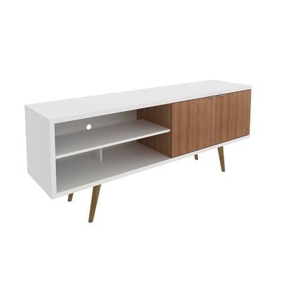 Wynn TV Unit with 2 Doors - Up to 60 Inches - White/Light Brown - With 2-Year Warranty