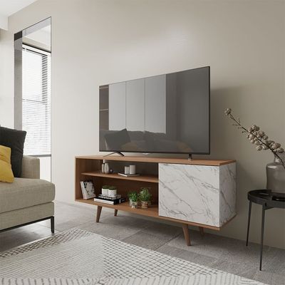 Walter TV Unit - Up to 60 Inches - Light Brown/White - With 2-Year Warranty