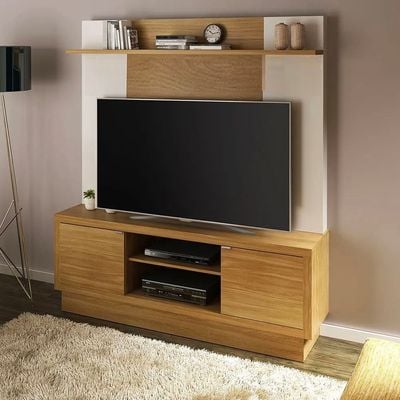 Zoyo TV Wall Unit - TV up to 65 Inches - Brown/Off-White - With 2-Year Warranty