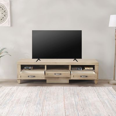 Selvia TV Unit up to 65 Inches - Rustique Light White - With 2-Year Warranty