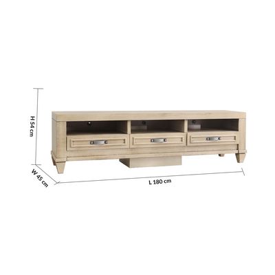 Selvia TV Unit up to 65 Inches - Rustique Light White - With 2-Year Warranty