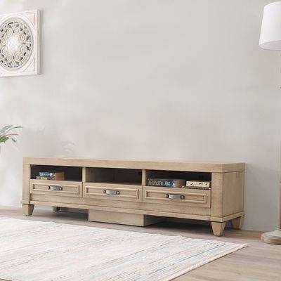 Selvia TV Unit up to 65 Inches - Rustique Light White - With 2-Year Warranty