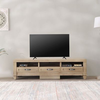 Selvia TV Unit up to 65 Inches - Rustique Light White - With 2-Year Warranty