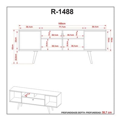 Rippler TV Unit for TVs up to 65 inches - Off-White/Almond - With 2-Year Warranty