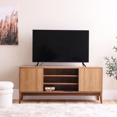 Titan TV Unit - Up to 65 Inches - Almond/Natural Wood- With 2-Year Warranty