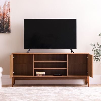 Titan TV Unit - Up to 65 Inches - Almond/Natural Wood- With 2-Year Warranty