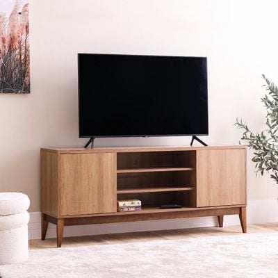 Titan TV Unit - Up to 65 Inches - Almond/Natural Wood- With 2-Year Warranty