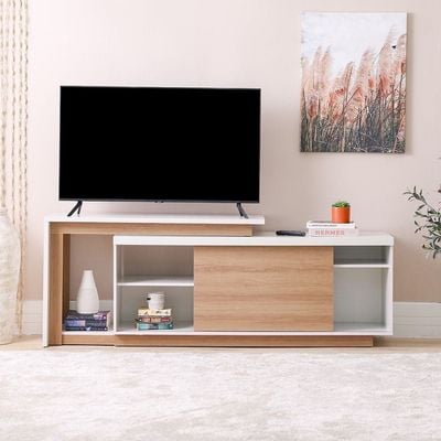 Lucia TV Unit with Extendable Top - Up To 55 Inches - Off White/Almond - With 2-Year Warranty