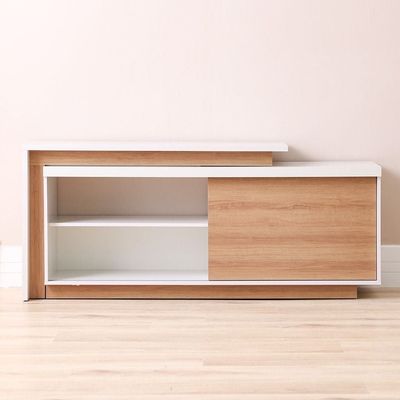 Lucia TV Unit with Extendable Top - Up To 55 Inches - Off White/Almond - With 2-Year Warranty