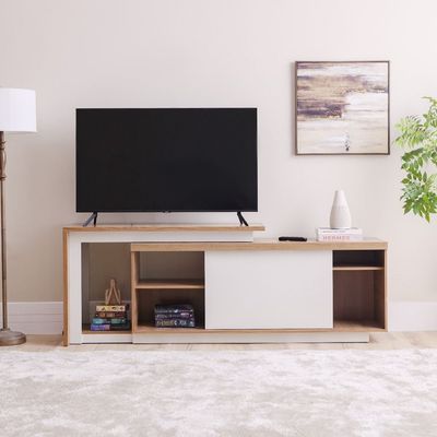 Lucia TV Unit with Extendable Top - Up To 55 Inches - Off White/Almond - With 2-Year Warranty