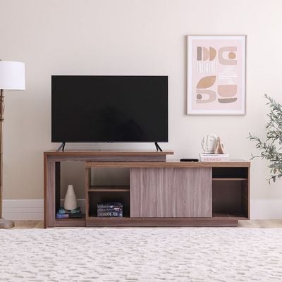 Lucia TV Unit with Extendable Top - Up to 55 Inches - Walnut/Oak - With 2-Year Warranty