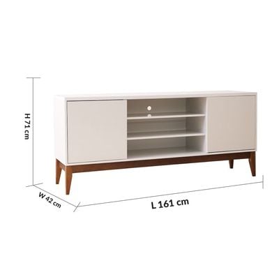 Titan TV Unit - Up to 65 Inches - Off White/Natural Wood - With 2-Year Warranty