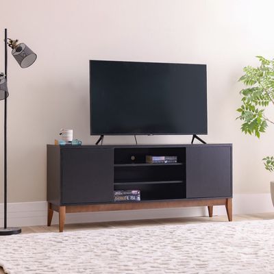 Titan Tv Unit - Black/Natural - Up To 65 Inch