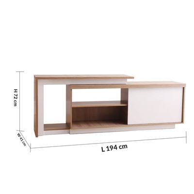 Lucia TV Unit with Extendable Top - Up to 55 Inches - Almond/Off White - With 2-Year Warranty