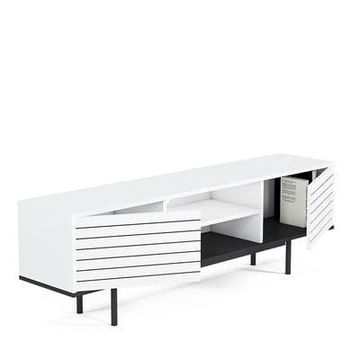 Colosseo Tv Unit W/ Storage- High Gloss White/Black  - Upto 70  Inch