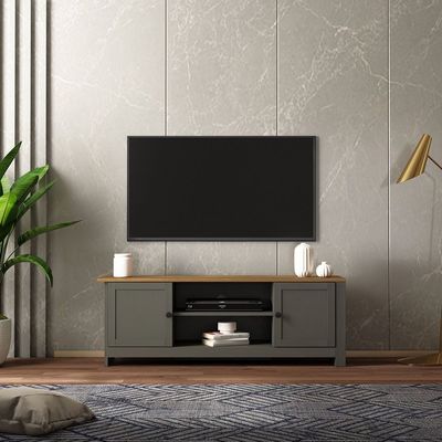 Pearson TV Unit with Storage - Up to 55 Inches - Anthracite/Walnut - With 2-Year Warranty