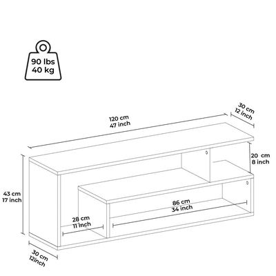 Pisa TV Unit - Up to 55 Inches - High Gloss White - With 2-Year Warranty