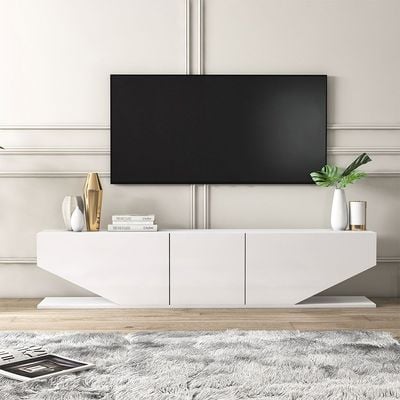 Incia Tv Unit W/ Storage - High Gloss White - Upto 80 Inch