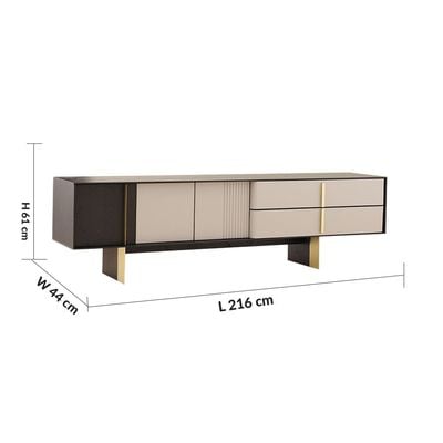 Cavalli TV Unit - For TVs up to 80 Inches - Cream/Black - With 2-Year Warranty