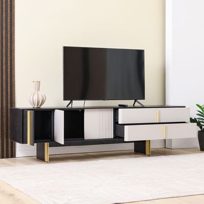 Cavalli TV Unit - For TVs up to 80 Inches - Cream/Black - With 2-Year Warranty