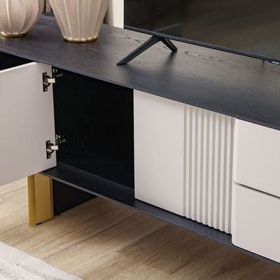 Cavalli TV Unit - For TVs up to 80 Inches - Cream/Black - With 2-Year Warranty