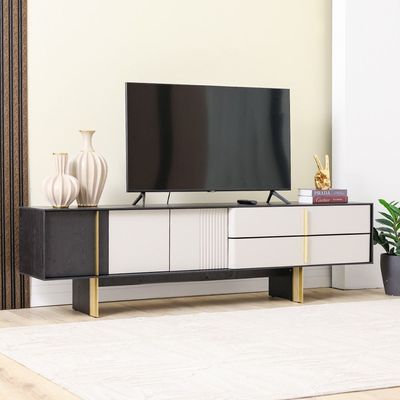 Cavalli TV Unit - For TVs up to 80 Inches - Cream/Black - With 2-Year Warranty