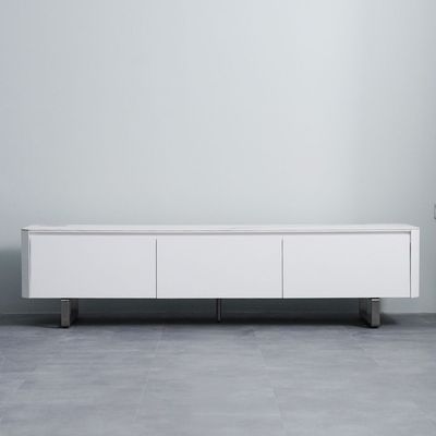 Monarch TV Unit - Up to 80 Inches - White/Brushed Silver - With 2-Year Warranty