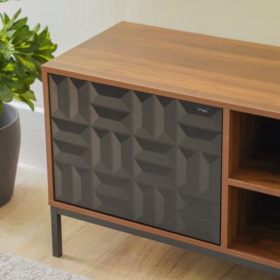 Dello Tv Unit W/2 Door Storage- Walnut / Black - Upto 70 Inch