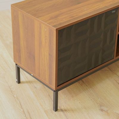 Dello Tv Unit W/2 Door Storage- Walnut / Black - Upto 70 Inch