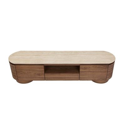 Austria TV Unit for TVs up to 75 Inches - Natural Walnut - With 2-Year Warranty