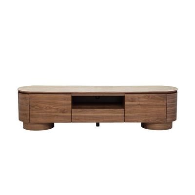 Austria TV Unit for TVs up to 75 Inches - Natural Walnut - With 2-Year Warranty