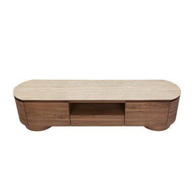 Austria TV Unit for TVs up to 75 Inches - Natural Walnut - With 2-Year Warranty