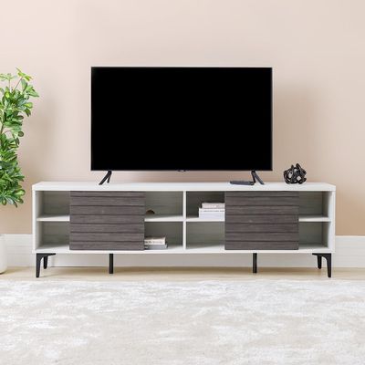 Nicosia  Tv Unit Up To 80 Inches - White Oak / Black