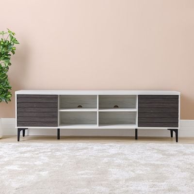 Nicosia TV Unit - Up to 80 Inches - White Oak/Black - With 2-Year Warranty